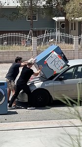 Guys put washer and dryer on top of small car | The KD Show