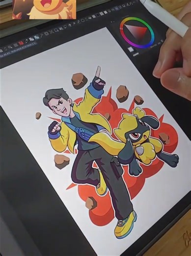 Shiny Riolu Highlights in Pokémon Art