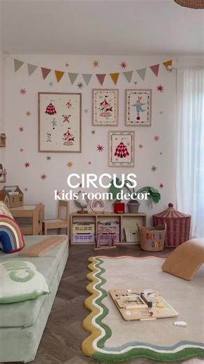 CIRCUS DECOR! ❤️ With my best selling Cosmic Carnival Star wall stickers and Circus prints! Let me know what you think! 🎪 #kidsdecor #playroomideas #nursery #interiorinspo #wallstickers
