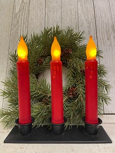 Red Flameless Battery Operated Timer 6” Candle (EA 1) Plain or Mica Glitter Finish - Etsy