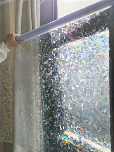 1 Roll 44.5cm Wide 3D Holographic Rainbow Decorative Semi-Transparent Static Cling Non-Adhesive Window Film, Colorful Vinyl Glass Window Decal Sticker, Suitable For Living Room Curtains, Christmas Party, LPS Christmas Backdrop | SHEIN