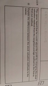 Explain the difference between the stock valuation methods to t... | Filo