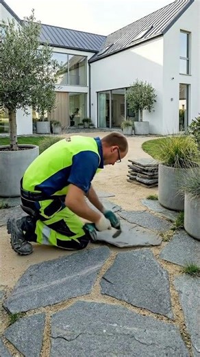 From Mud to Masterpiece: The Art of Crazy Paving 🛠️✨ #homecraft #craftedbyhand #outdoors