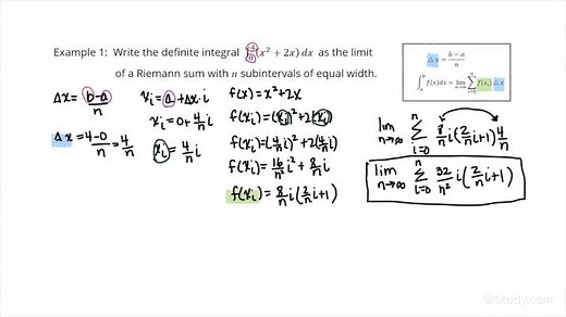 Rewriting a Definite Integral as the Limit of a Related Riemann Sum | Calculus | Study.com