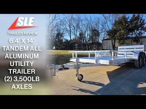 6.4' x 14' Tandem All Aluminum Utility Trailer Dual Axle Straight Deck 7K GVWR