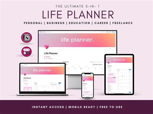 Notion Life Planer | 5-in-1 Digitale Kalendervorlage (Digitaler Download) - Etsy.de