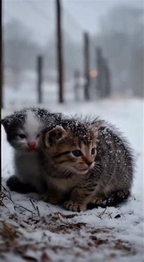 These two kittens are cold and crying in the snow, they are so lonely, it's so sad😭😓😢😫😫😢😓😭