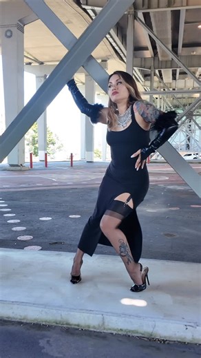 Bruce Jenkins on Instagram: "A curve, a step, a whisper of nylon. @danivr_creative dances like the lens is her audience — gown flowing, stockings vintage, heels sharp enough to cut the silence. Fashion meets performance. Vogue energy. 🖤 #heels #stockings #legs #nylons #style"