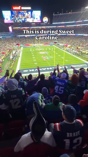 Jordan Sarmiento on Instagram: "A lot of people asked for context, so here it is. Same stadium. Same crowd. First clip is Sweet Caroline — second clip is the halftime show from my seat. Not praising. Not criticizing. Just showing what it sounded like live. Curious what others experienced — especially if you were in a different section or watching from home. #Super Bowl #bad bunny #americafirsthealthcare"