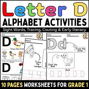 Alphabet Activities | Letter D | Tracing, Counting, Sight Words & Early Literacy