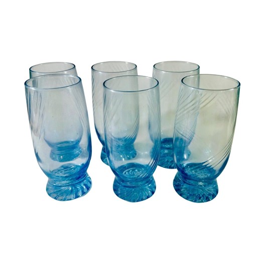 Vintage Libbey Glasses Set of 6 Blue Swirl Goblets MCM Wine Water Iced Tea - Etsy
