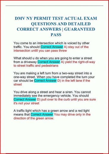 Dmv Ny Permit Test Actual Exam Questions And Detailed Correc video