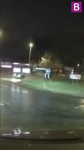 Dramatic moment car flies across roundabout #news #birmingham #uk