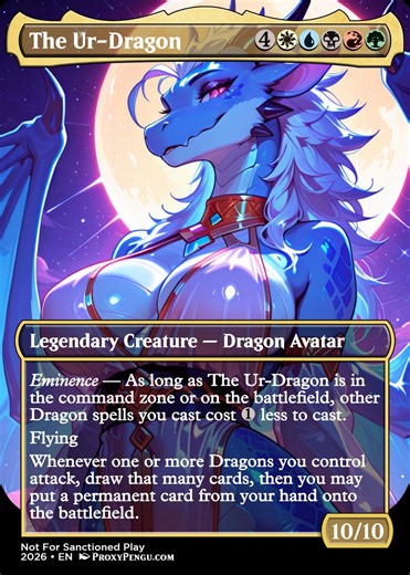 The Ur-dragon MTG Proxy – Custom Anime Furry Waifu Commander EDH Magic Card | Proxy Pengu - Etsy