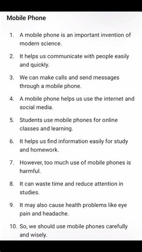 Mobile Phone paragraph in easy language