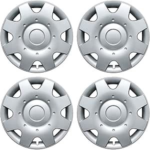 16 inch Hubcaps Best for 2002-2005 Volkswagen Beetle - (Set of 4) Wheel Covers 16in Hub Caps Silver Rim Cover - Car Accessories for 16 inch Wheels - Snap On Hubcap, Auto Tire Replacement Exterior Cap