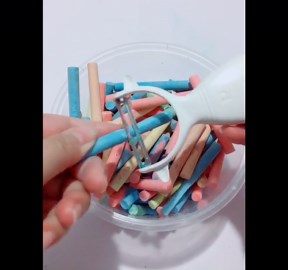 Satisfying Colorful Chalks Peeling With Potato Peeler