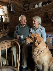 “Christmas morning in the old cabin never changes, and that’s exactly why we love it ❤️ Grandpa, Grandma, and their loyal golden sidekick keeping the woodstove company, coffee in hand, quilts pulled up, and the whole place smelling like pine smoke and cinnamon rolls. This is home. This is family. This is Alaska at its very best. Merry Christmas from our little piece of the last frontier to yours. 🎄🐾❄️ #AlaskaChristmas #CabinChristmas | Log Cabin