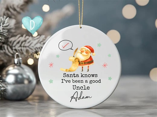 Funny Uncle Gifts Christmas Personalized Custom Ornament Family Bauble, Birthday