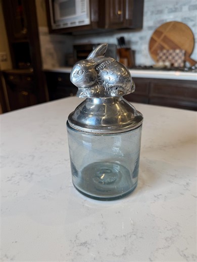 Vintage Bunny Glass Candy Jar - Etsy