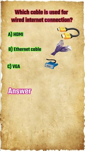 Which cable is used for wired internet connection? #computertips #computerquiz #ytshorts #shorts
