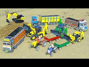 Jcb 3dx Loading Mud Tractor Truck | Dump Truck 18 Wheeler Accident ? Jcb Kids Cartoon Video | CS Toy