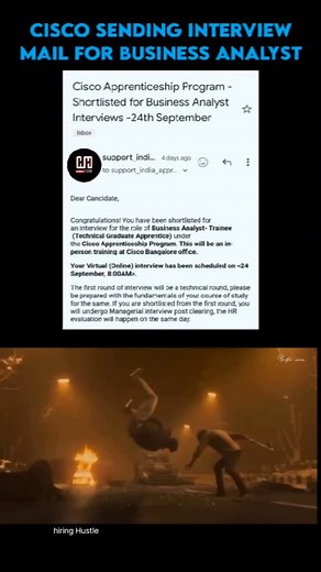 Hiring Hustle | Dev Duo | T&T techies on Instagram: "Cisco Apprenticeship Program as a Business Analyst-Trainee   Interview Date: 24th September  First round: Technical Interview followed by Managerial and HR rounds. Those who are attending for this interview All the best And Follow for more details And share your interview experience with @hiringhustle"