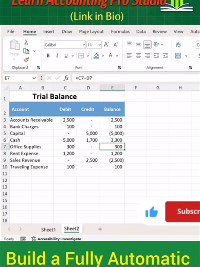 Build a Fully Automatic Trial Balance in Excel. (Part 2/2). #excel #exceltips #exceltricks #exceltutorial #viral