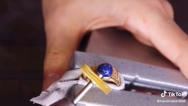 Handmade Metal Ring Crafting with a Blue Stone