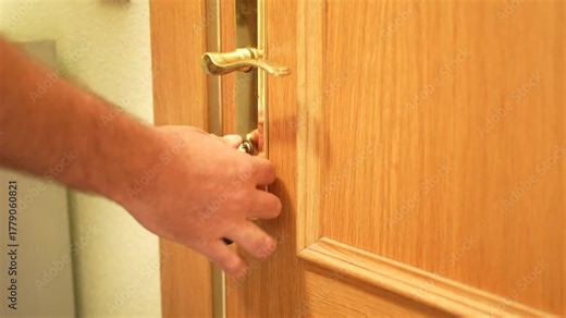 A thorough guide to unlocking and opening a wooden door with a key and key mechanism