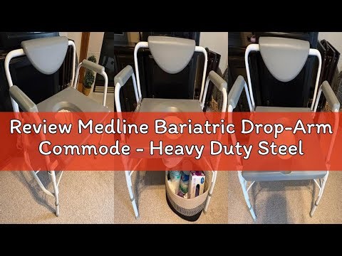Review Medline Bariatric Drop-Arm Commode - Heavy Duty Steel Toilet Chair for Disabled and Elderly,