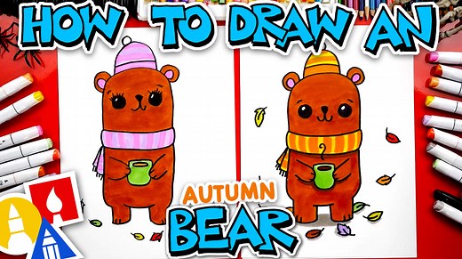 How To Draw An Autumn Bear - Art For Kids Hub — Free Drawing Lessons for Kids -