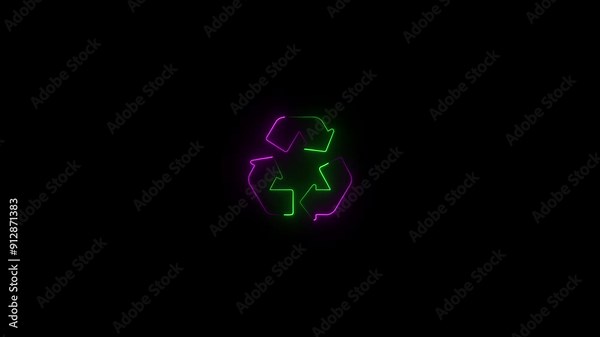Neon line recycle symbol. Reusing icon. Zero waste ecology arrow illustration isolated. Recyclable sign animation..