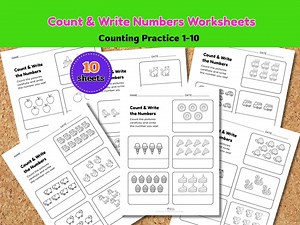 Count and Write Numbers 1-10 Worksheets – Preschool Math (A4 & US Letter) (digital Download) - Etsy Canada