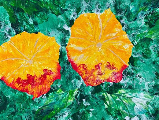 Acrylic Painting Yellow Cattleya With Red Lips - Etsy