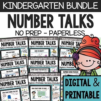 KINDERGARTEN NUMBER TALKS BUNDLE for BUILDING NUMBER SENSE AND MENTAL MATH