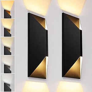 LEONLITE 5CCT Dimmable LED Up Down Wall Light, 100-277V, CRI 90+, IP65 Waterproof, 10%-100% Dimmable for Commercial Outdoor, 14 Inch Modern Porch Light, 2200K/2700K/3000K/4000K/5000K, Pack of 2