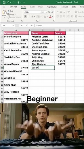 How to transfer data in excel 😱 #excel #office #spreadsheet