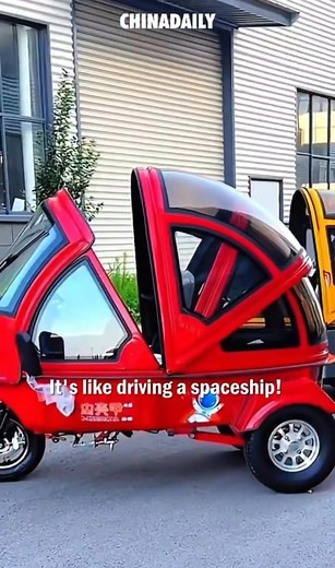 Grandpa’s rolling into the future with his beetle-shaped trike—rain or shine, he’s riding in style. Would you take it for a spin? | China Report ASEAN