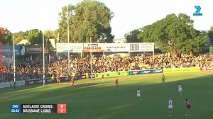 Sarah Perkins clunks and goals, celebrating in customary style. #HostPlus #SeeUsPerform | 7AFL