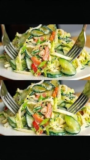 Eat this cucumber salad for dinner every day and you will lose belly fat! Ingredients: 2 cups shredded cabbage (green or Napa) 1/2 cucumber, thinly sliced 1/2 red bell pepper, thinly sliced 2 green onions, chopped 2 tbsp fresh dill or parsley, chopped (optional) ❤️ F.ull recipe in c.omm.ent 👇 | Weight Watchers Recipes