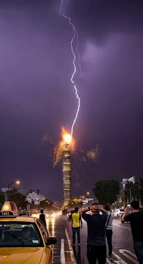 Massive Lightning Storm Hits the City #AIvideo
