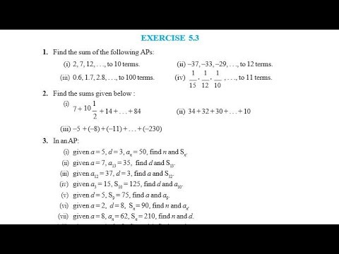 Class - 10th | Arithmetic Progressions | Ex 5.3 | Q1 to Q4 | NCERT | CBSE | Solutions
