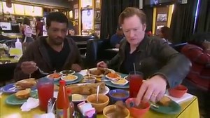 deon cole takes conan O'Brien to a soul food restaurant which conan has never been to. | Deon Cole