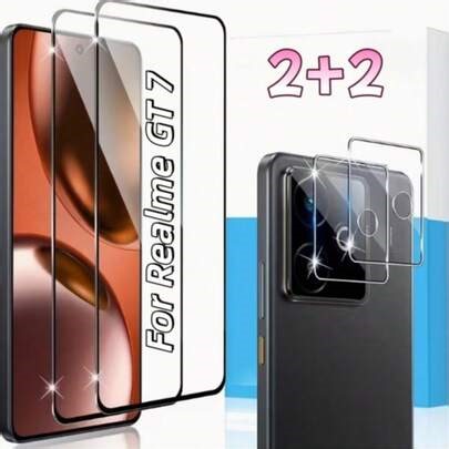 (2+2) 4pcs Set, Suitable For 15T Pro/15T/GT 7/GT 7 Pro, 2pcs Curved Tempered Glass Screen Protector + 2pcs Transparent HD Camera Lens Protector, Ultra-Clear Camera Lens Protector, Lens Protector, Protective Film, Full Coverage, Easy Installation, Screen Protector | SHEIN