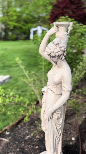 Trying out a new spot for my @Design Toscano water goddess statue this year #gardenlife #statue #gardenaddict #gardening #gardentok #gardeningtips #gardendesign #romangardens #howto #diy #spring #backyard #backyardvibes #gazebo