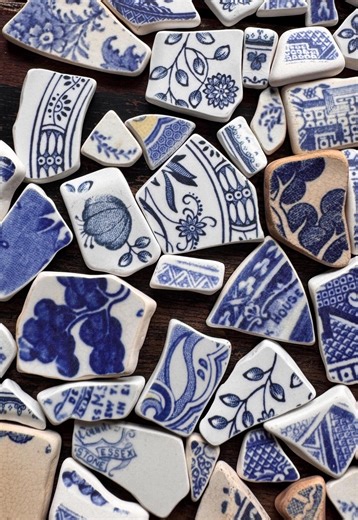 Tumbled Blue Willow Floral Pottery Mix A Vintage Mosaic Tiles 8 Oz - Etsy