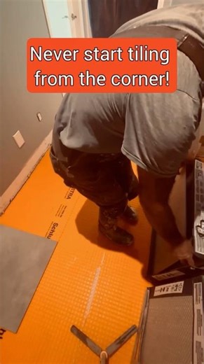 Follow ‪@luc_construction‬ Starting tile layout from the doorway creates balanced,professional results