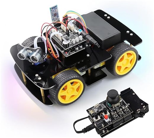 Freenove 4WD Car Kit with Remote (Compatible with Arduino IDE), Line Tracking, Obstacle Avoidance, Ultrasonic Sensor, Wireless Control Motor Servo