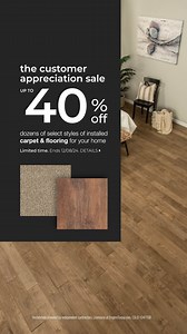 Don't miss out on our Customer Appreciation Sale! Up to 40% off dozens of select styles of carpet & flooring for your home! LIMITED TIME - Schedule now! | Empire Today